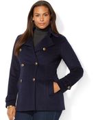 Lauren by Ralph Lauren Plus Size Double-Breasted Pea Coat - Lyst