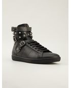 Saint Laurent Buckled Hi-Top Sneakers - Lyst