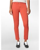 Calvin Klein Skinny Sateen Ankle Pants - Lyst