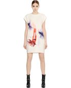 MSGM Face Printed Viscose Jersey Dress - Lyst