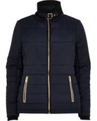 River Island Navy Blue Faux Fur Collar Padded Jacket - Lyst