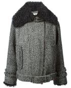 Carven Shearling Collar Jacket - Lyst