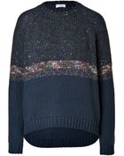 Brunello Cucinelli Heavy Knit Cashmere Pullover With Stripe - Lyst