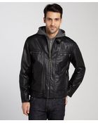 Calvin Klein Black Faux Lamb Moto Jacket with Hood - Lyst