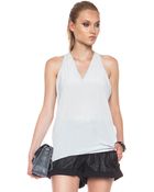 Helmut Lang Delve Drape Pleat Back Poly Top - Lyst