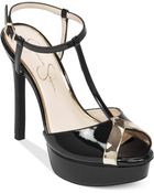 Jessica Simpson Carys T-Strap Platform Sandals - Lyst