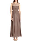 Aidan Mattox Metallic Silk Chiffon Gown - Lyst