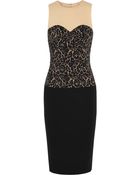 Michael Kors Lace-Print Stretch-Wool Crepe Dress - Lyst