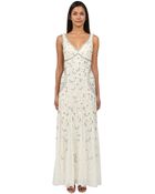 Sue Wong Embroidered Long Gown - Lyst