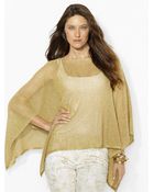 Lauren by Ralph Lauren Pointelle-Knit Metallic Poncho - Lyst