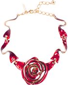 Oscar de la Renta Hand-painted Enamel Rose Necklace - Lyst