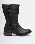 Carvela Kurt Geiger Thrash Leather Boots With Faux Shearling Trim - Lyst