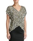 St. John All-Over Sequin V-Neck Cap Sleeve Top - Lyst