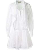 Saint Laurent Cotton-Voile Embroidered Dress - Lyst