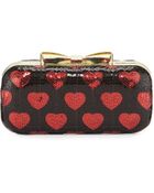 Betsey Johnson Heart Sequin Box Clutch Bag - Lyst