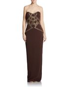 Badgley Mischka Beaded Strapless Gown - Lyst