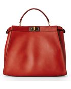 Fendi Rust Peekaboo Tote - Lyst