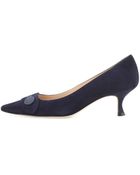 Manolo Blahnik Scani Suede Button Pump - Lyst
