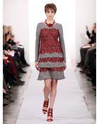 Oscar de la Renta Plaid & Lace Tiered Dress - Lyst