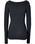 Donna Karan New York Long Sleeve Top With Slashed Front - Lyst