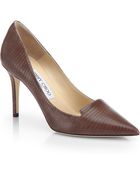 Jimmy Choo Alia Embossed Leather Notched Pumps - Lyst