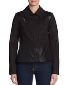 Dawn Levy Leather-Trim Peplum Jacket - Lyst
