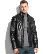 Cole Haan Smooth Leather Moto Jacket - Lyst