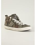 Leather Crown Camouflage Print Trainer - Lyst