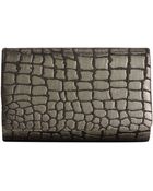 La Regale Metallic Croco Clutch - Lyst