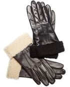 Lauren by Ralph Lauren Shearling Cuff Leather Gloves - Lyst