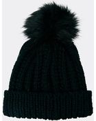 Asos Beanie with Faux Fur Pom - Lyst