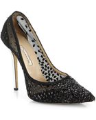 Oscar de la Renta Divina Crystal & Mesh Pumps - Lyst
