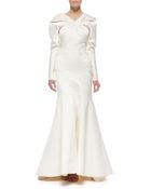 Zac Posen Long-Sleeve Duchesse Satin Gown - Lyst