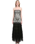 Sue Wong Beaded Bodice Strapless Gown - Lyst