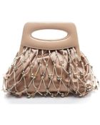 Chanel Pre-Owned Rose Silk Beaded Leather Handle Clutch Bag - Lyst
