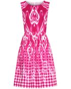 Oscar de la Renta Ikat And Gingham-Print Dress - Lyst