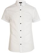 River Island White Short Sleeve Poplin Shirt - Lyst