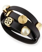 Tory Burch Livia Leather Wrap Bracelet - Lyst