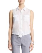 Anne Klein Sleeveless Tie Front Blouse - Lyst