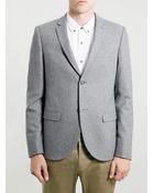 Topman Light Grey Skinny Fit Flanel Blazer - Lyst