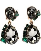 Oscar de la Renta Green Crystal Teardrop Clipon Earrings - Lyst