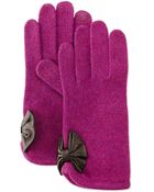 Portolano Cashmere-Blend Bow-Detailed Tech Gloves - Lyst