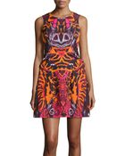 McQ by Alexander McQueen Abstract-Print Fold-Pleated Dress - Lyst