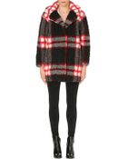 Sandro Checked Faux-fur Coat - Lyst