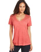 DKNY Shortsleeve Sequin Vneck Tee - Lyst