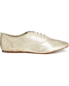 Mango Metallic Lace Up Brogue Flat Shoes - Lyst
