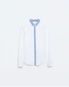 Zara Mixed Poplin Shirt - Lyst