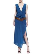 Donna Karan New York Long Sleeveless V-Neck Wrap Dress - Lyst