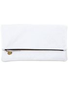 Clare Vivier Foldover Clutch In White Semi Perf - Lyst