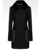 Armani Jeans Pea Coat In Two-Colour Melange Wool Blend - Lyst